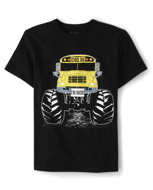 T-shirt imprimé Monster School Bus pour garçons