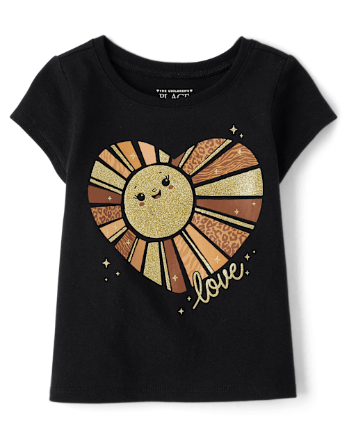 Baby And Toddler Girls Love Heart Graphic Tee