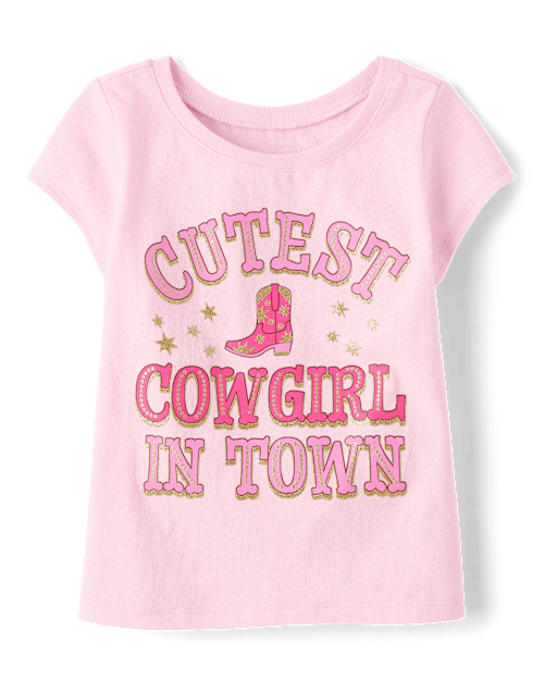 Camiseta con gráfico de vaquera más linda para bebés y niñas pequeñas