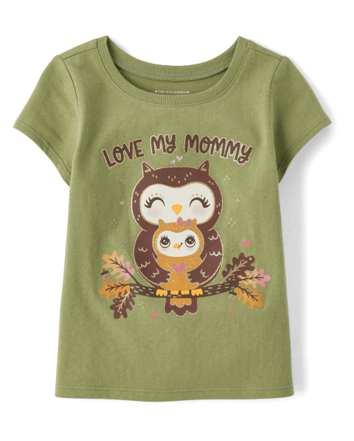 Baby And Toddler Girls Owl Graphic Tee