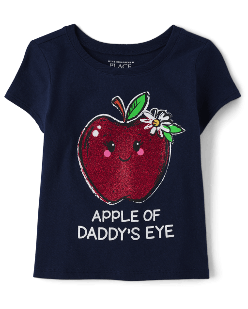 Camiseta con estampado de manzana para bebés y niñas pequeñas