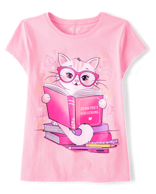 Girls Cat Book Graphic Tee