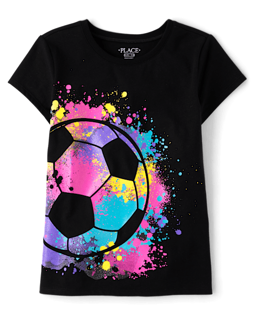 Girls Soccer Ball Graphic Tee