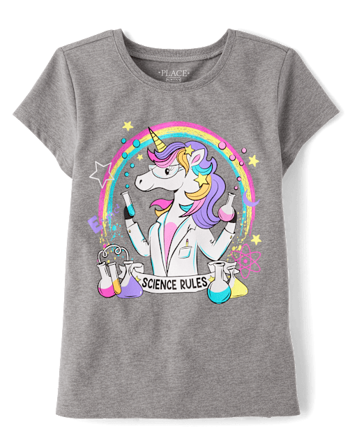 Girls Unicorn Scientist Graphic Tee