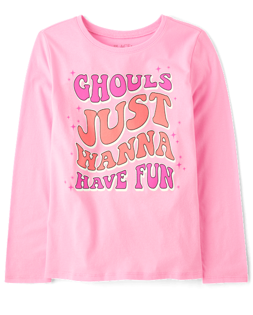Girls Glow Ghouls Fun Graphic Tee