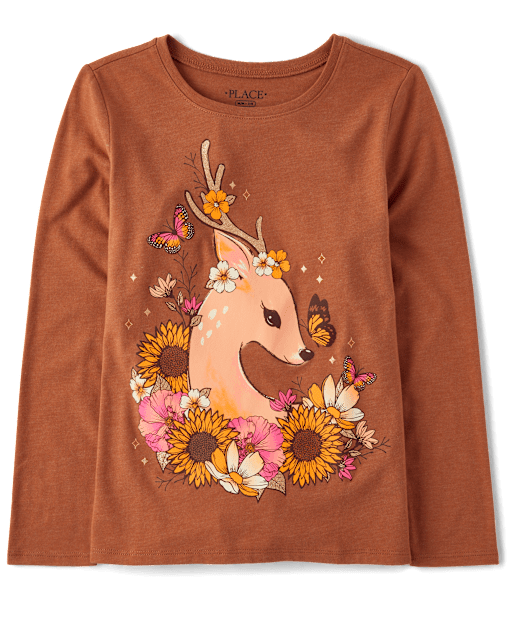 Girls Deer Graphic Tee