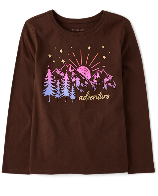Fille Adventure Mountains T-shirt imprimé