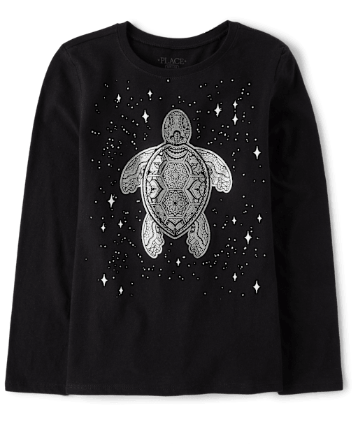 Girls Foil Turtle Graphic Tee