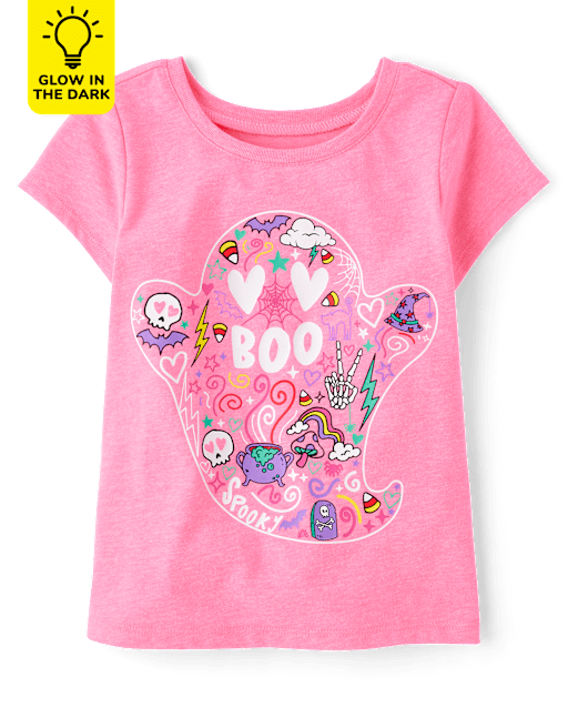 Baby And Toddler Girls Glow Ghost Boo Graphic Tee