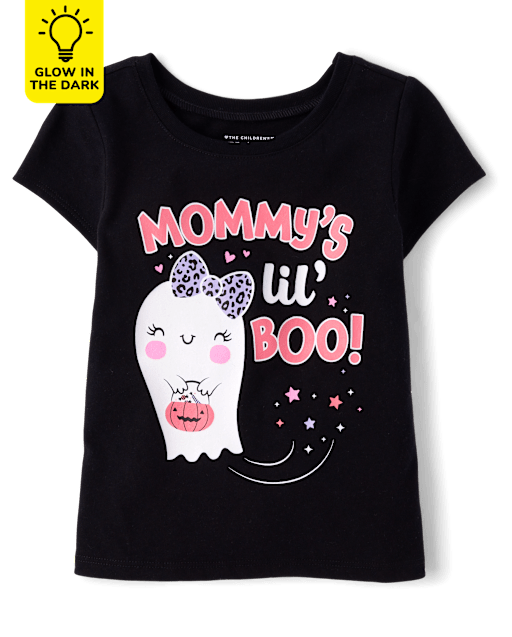 Baby And Niños pequeños Niña Glow Mommy's Boo Camisetas estampadas