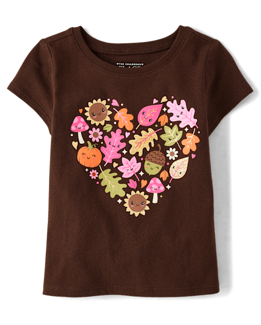 Camiseta con estampado de corazón de otoño para bebés y niñas pequeñas