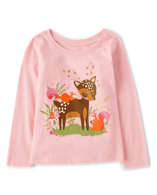 Baby And Toddler Girls Deer Graphic Tee