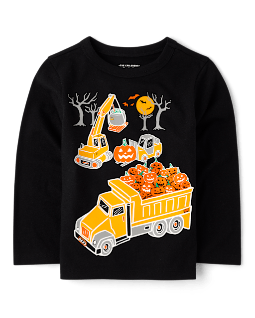 Baby And Toddler Boys Glow Halloween Construction Graphic Tee