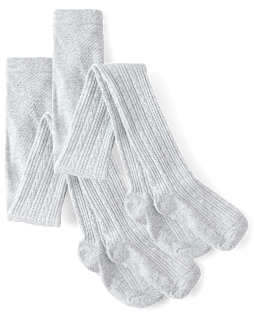 Girls Cable Knit Tights 2-Pack