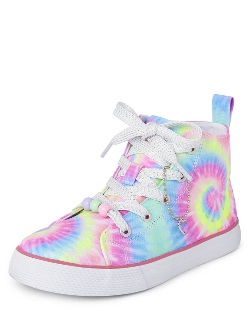 Girls Rainbow Tie Dye High Top Sneakers