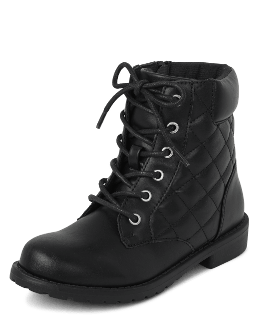 Girls Quilted Lace Up Booties