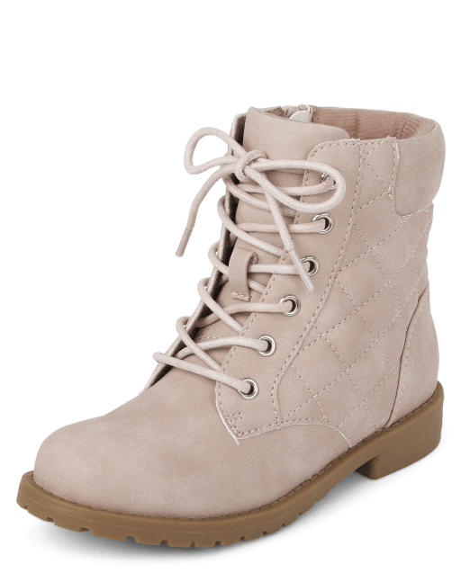Girls Quilted Lace Up Booties