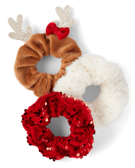 Girls Reindeer Scrunchie 3-Pack