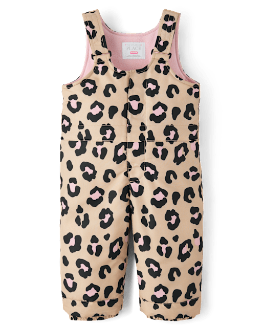 Toddler Girls Leopard Snow Overalls
