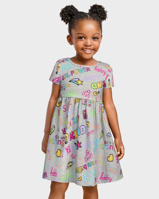 Toddler Girls Rainbow Girl Power Everyday Dress
