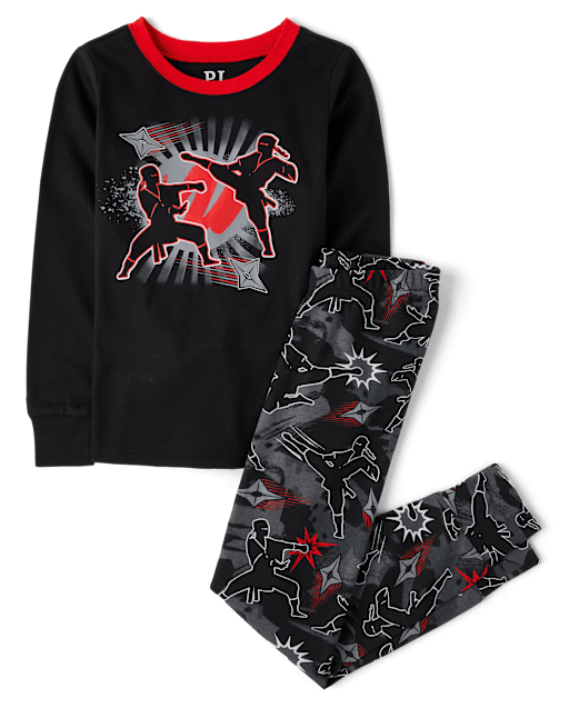 Pijama de algodón ajustado Ninja para niños