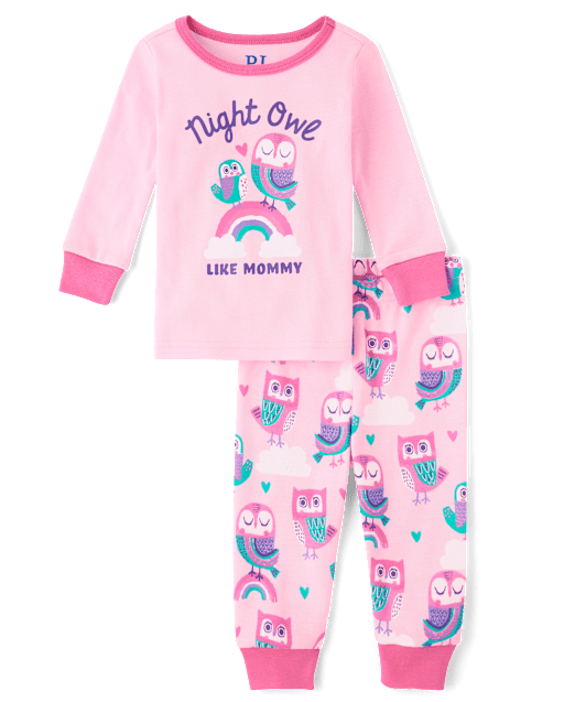 Baby And Toddler Girls Night Owl Snug Fit Cotton Pajamas