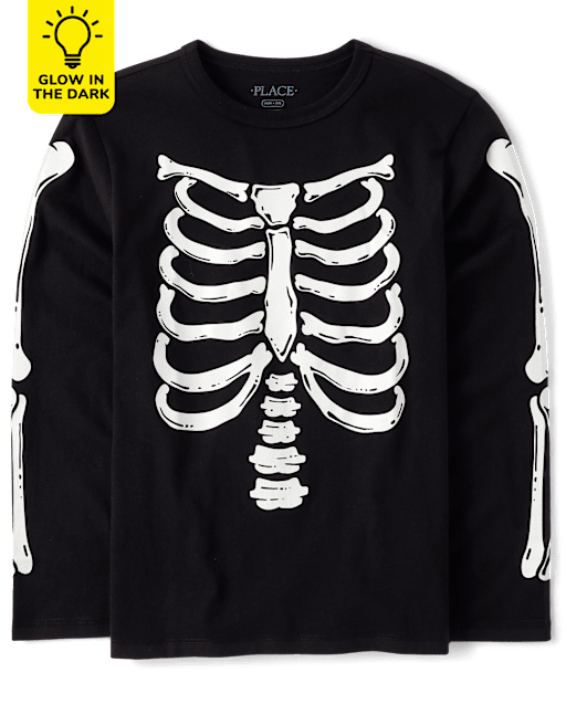 Unisex Kids Matching Family Glow Skeleton Graphic Tee