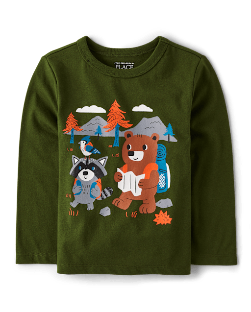 Baby And Niños pequeños Boys Camp Animals Camisetas estampadas