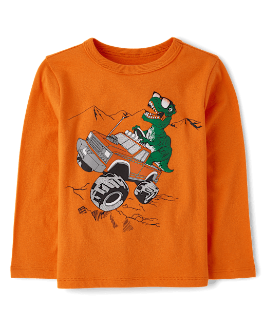 Baby And Toddler Boys Dino Monster Truck Graphic Tee