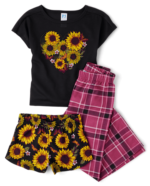 Conjunto Pijama Niña Girasol 3 Piezas