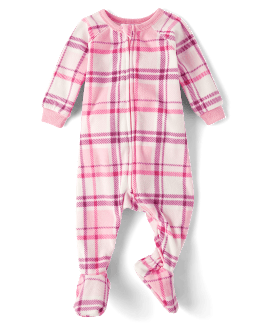 Bébé Et tout-petit, fille à carreaux micromolleton Footed One Piece Pyjama
