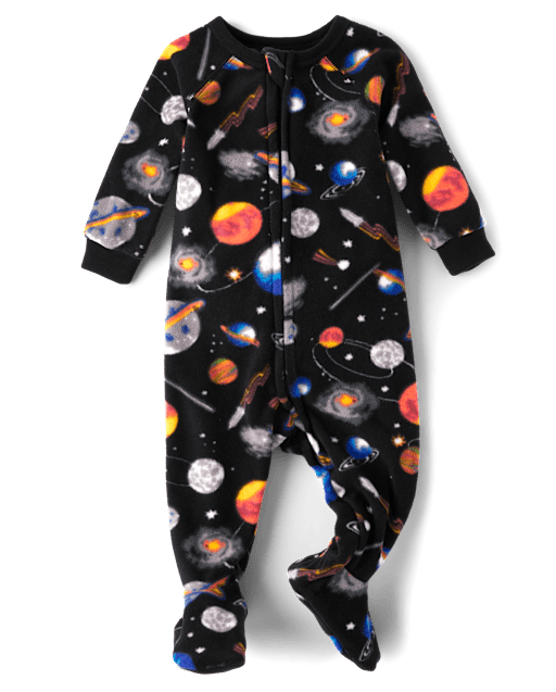 Baby And Toddler Boys Space Microfleece Footed One Piece Pajamas