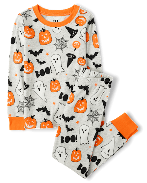 Pijamas de algodón unisex para niños con brillo familiar a juego para Halloween