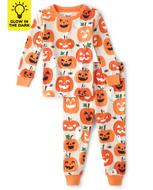 Unisex Baby And Toddler Glow Pumpkin Snug Fit Cotton Pajamas