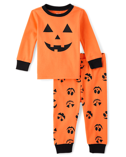 Baby And Toddler Pumpkin Face Snug Fit Cotton Pajamas