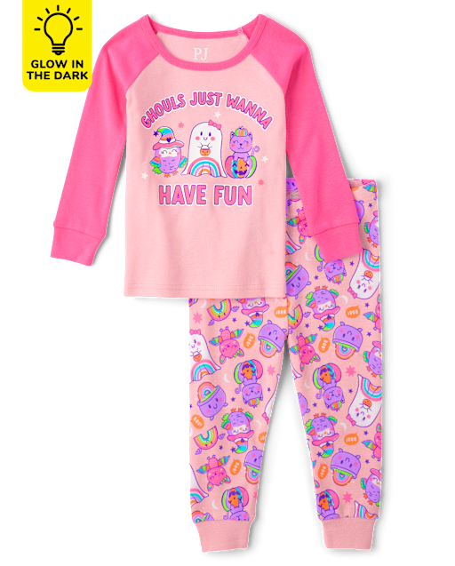 Baby And Toddler Girls Glow Ghouls Wanna Have Fun Snug Fit Cotton Pajamas