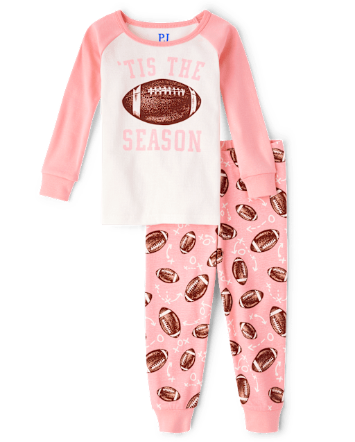 Pijamas de algodón ajustados para bebés y niños pequeños Niña a juego con fútbol familiar
