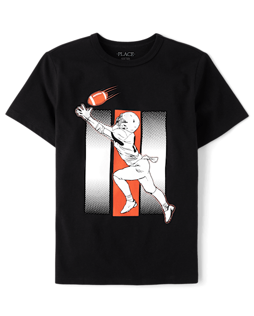 Boys Glow Football Player Graphic Tee