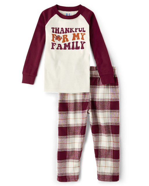 Unisex Baby And Toddler Matching Family Thankful Cotton And Flannel Pajamas