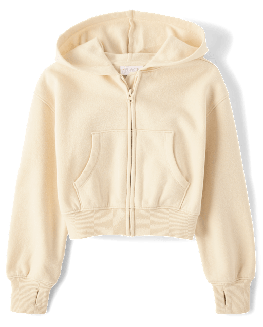 Fille Premium molleton Cropped Zip Up Kangourous