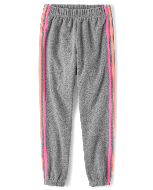Girls Side Stripe Fleece Jogger Pants