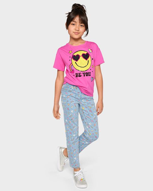 Vaqueros rectos Doodle para niñas