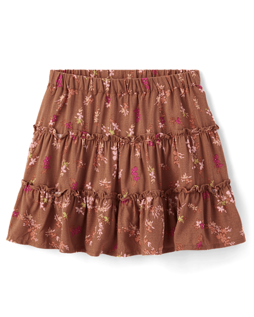 Falda escalonada floral para niñas