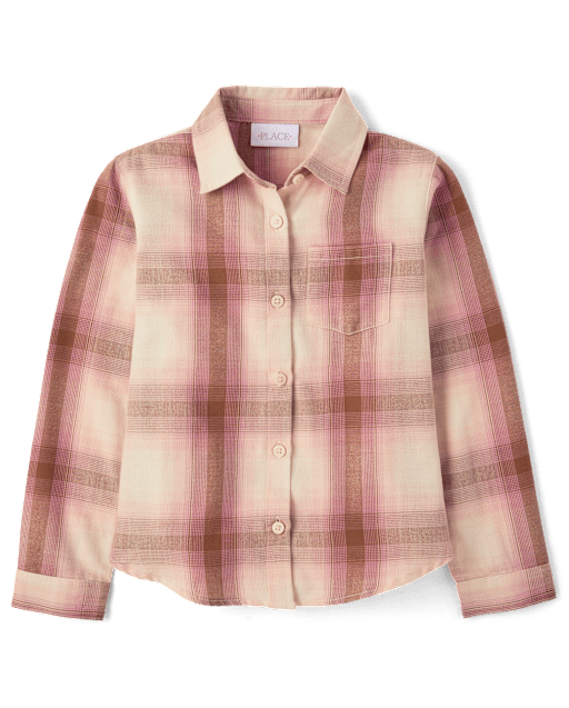 Camisa Niña Franela Cuadros Botones