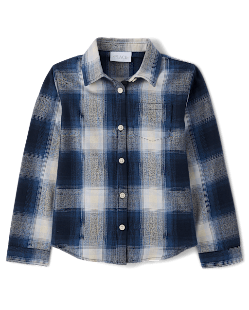 Chemise boutonnée en flanelle à carreaux pour fille