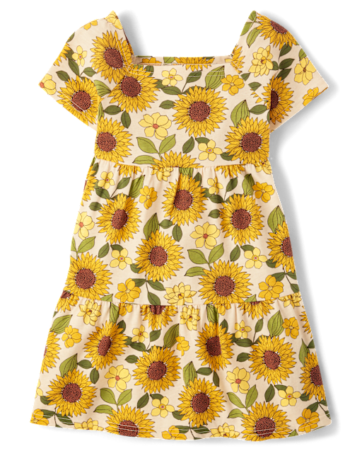 Girls Sunflower Tiered Dress