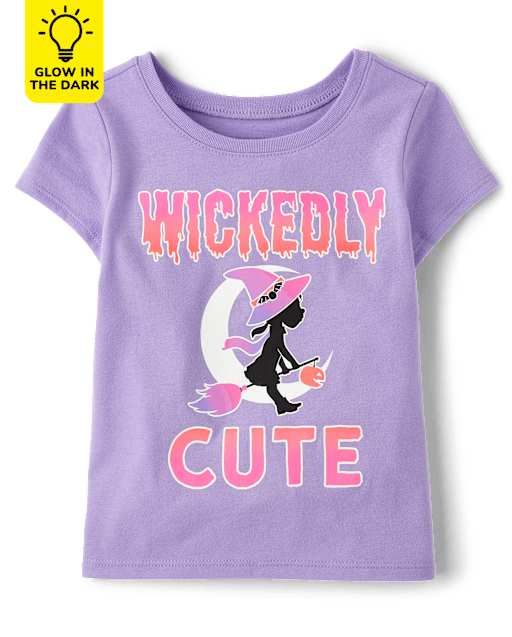 Baby And Toddler Girls Glow Wickedly Cute Graphic Tee