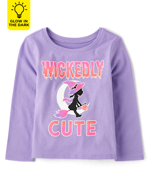 Baby And Toddler Girls Glow Wickedly Cute Graphic Tee