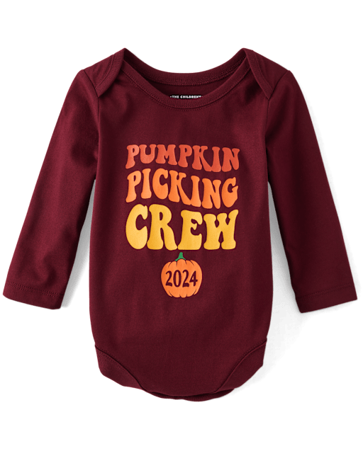 Unisex Baby Matching Family Pumpkin Picking Crew 2024 Graphic Bodysuit