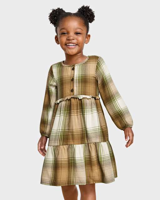 Toddler Girls Matching Family Plaid Flannel Shirt Dress